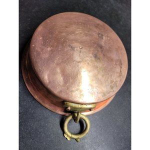 Antique Hammered Copper Baking Pan, c.1880’s, Rivited Brass Ring Tin Lined 6"